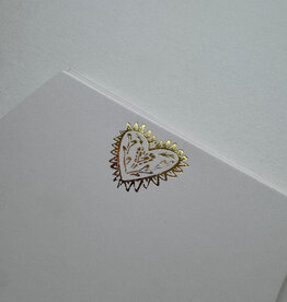 Parcel Folk Heart Gold Foil Pressed Stationery - Set of 8