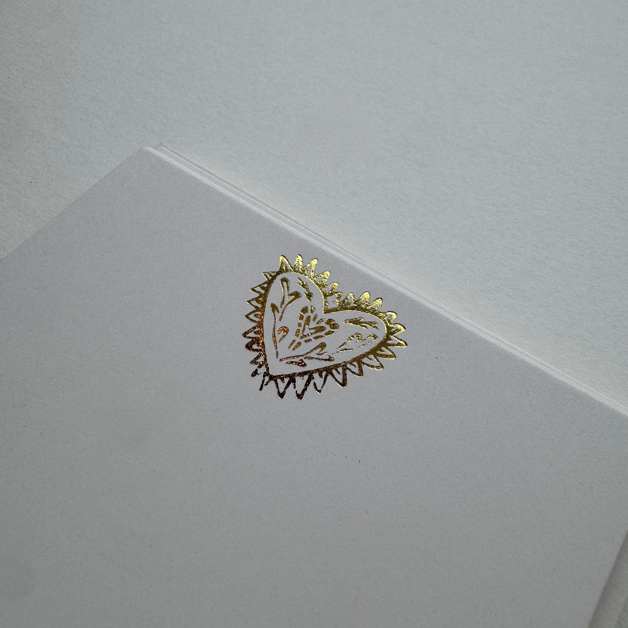 Parcel Folk Heart Gold Foil Pressed Stationery - Set of 8
