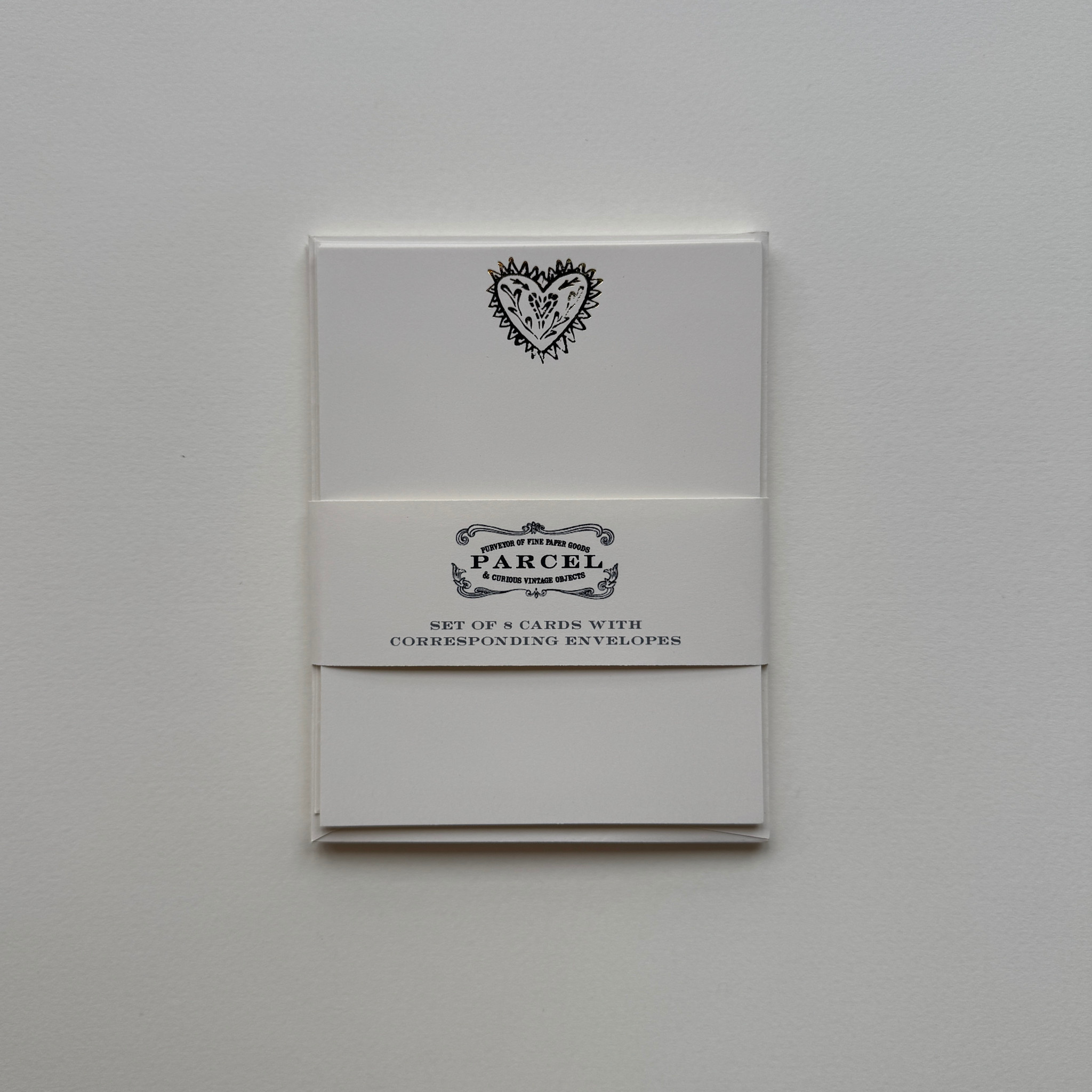 Parcel Folk Heart Gold Foil Pressed Stationery - Set of 8