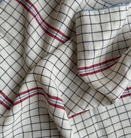 Checkered Linen Kitchen Towel (70cm x 45cm)- Red