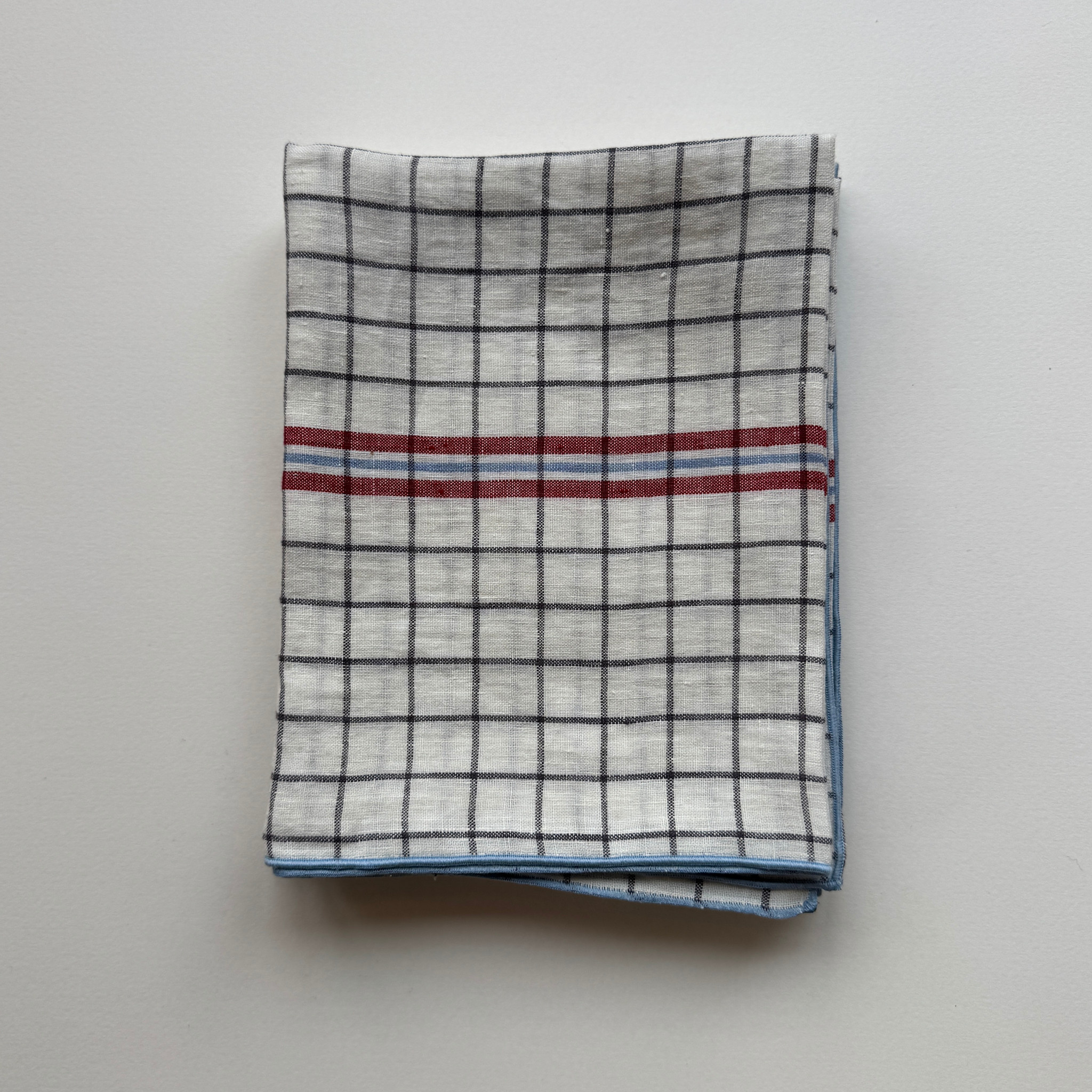 Checkered Linen Kitchen Towel (70cm x 45cm)- Red