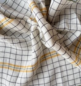 Checkered Linen Kitchen Towel (70cm x 45cm) - Yellow