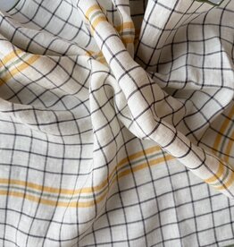 Checkered Linen Kitchen Towel - Yellow