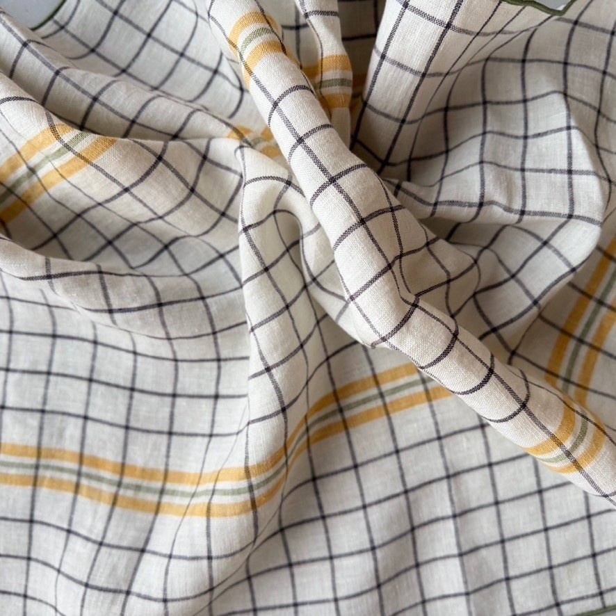 Checkered Linen Kitchen Towel (70cm x 45cm) - Yellow