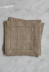 Hemstitched Linen Cocktail Napkin 6" - Natural Flax