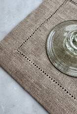 Hemstitched Linen Cocktail Napkin 6" - Natural Flax