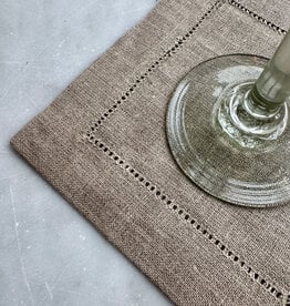 Hemstitched Linen Cocktail Napkin 6" - Natural Flax