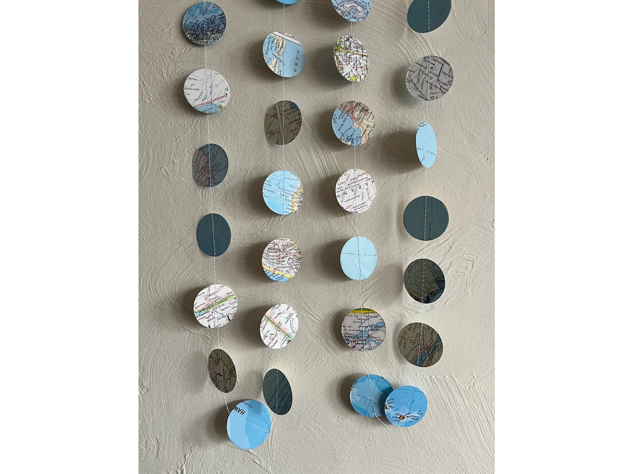 Paper Garland - Vintage Nat Geo Atlas Map Circles