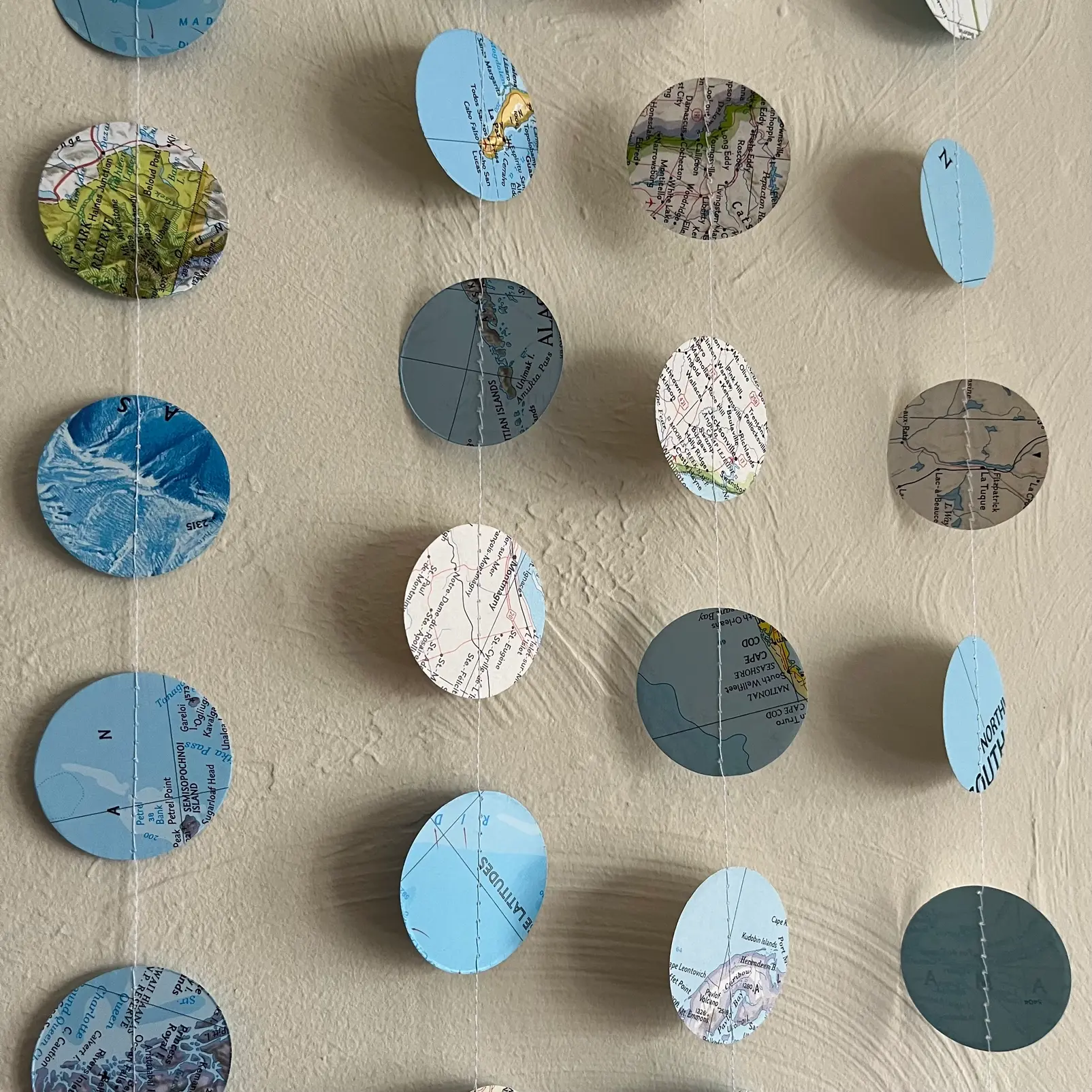 Paper Garland - Vintage Nat Geo Atlas Map Circles