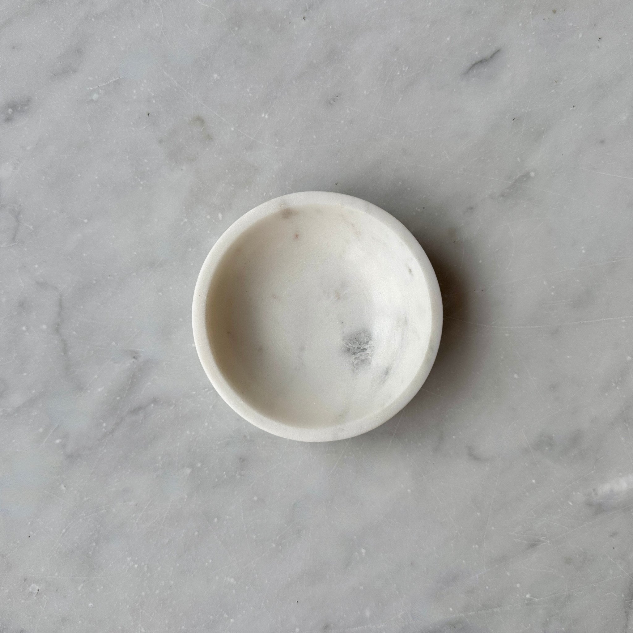 Danish White Marble Bowl - 4" x 1.5"