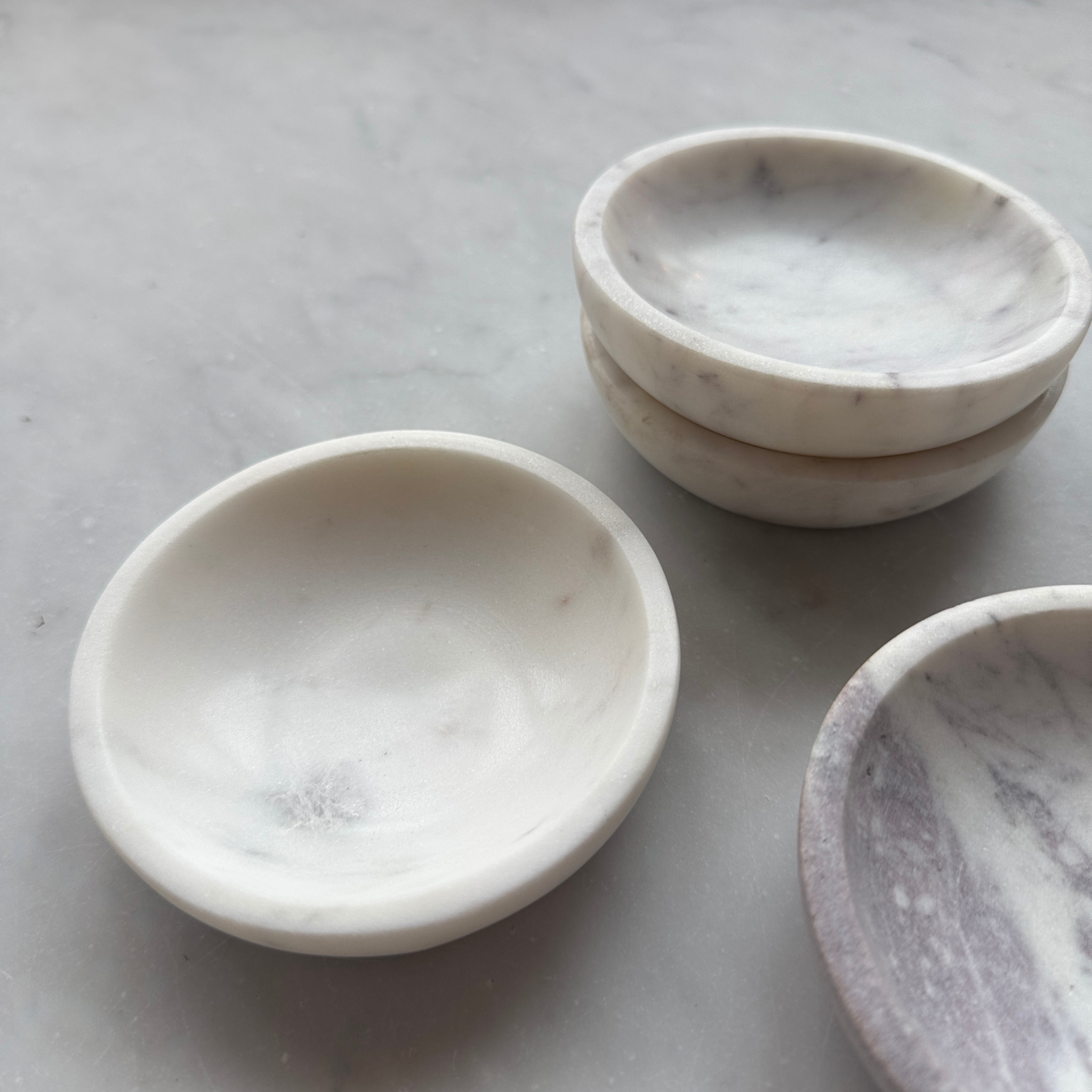 Danish White Marble Bowl - 4" x 1.5"