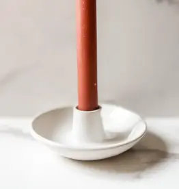 Piedra Blanca Taper Candle Holder with Bowl Base