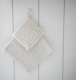 Cotton Crocheted Pot Holder - White