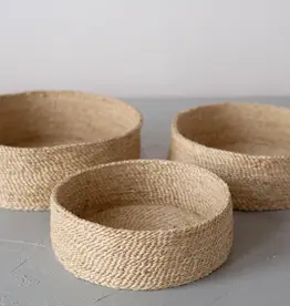 Round Jute Tray Basket -Large: 15"D x 5.5" H