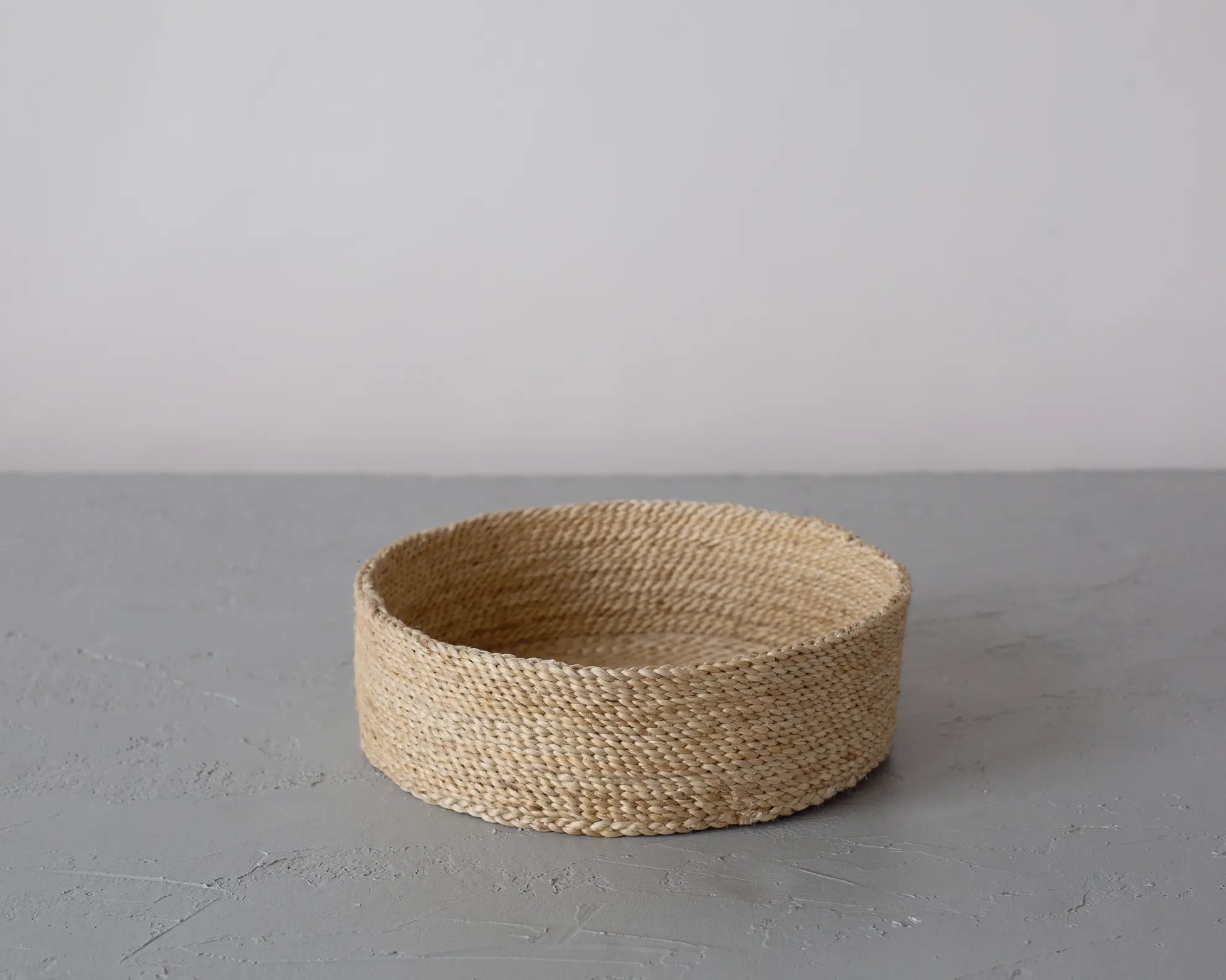 Round Jute Tray Basket -Medium: 13"D x 5"H