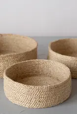 Round Jute Tray Basket -Small: 11"D x 4"H
