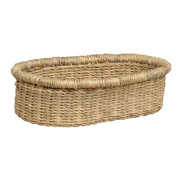 Bolga Baskets Natural Round Grass Bolga Oval Basket Tray - 6x10"