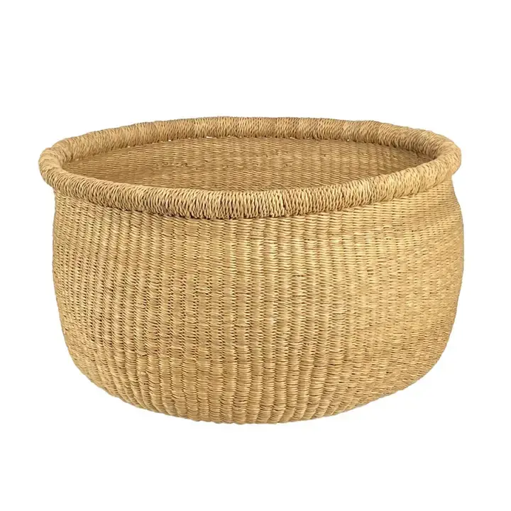 Bolga Baskets Natural Round Grass Bolga Storage Basket - No Handles