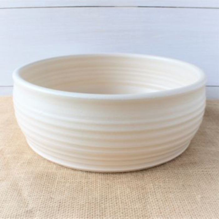 Rowe Pottery Handmade Fluted Serving + Baking Bowl Drift White 10x4"