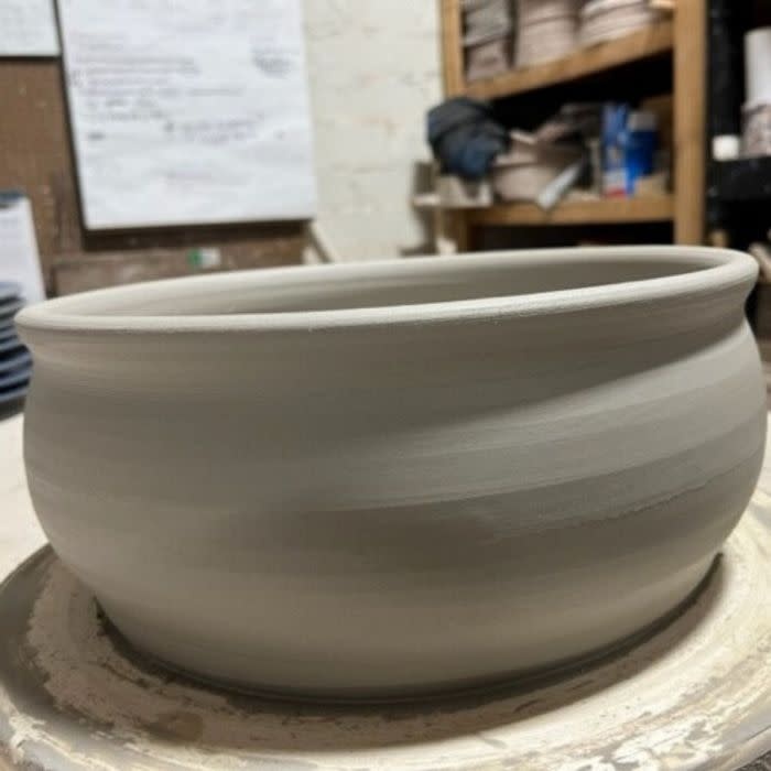 Rowe Pottery Handmade Fluted Serving + Baking Bowl Drift White 10x4"