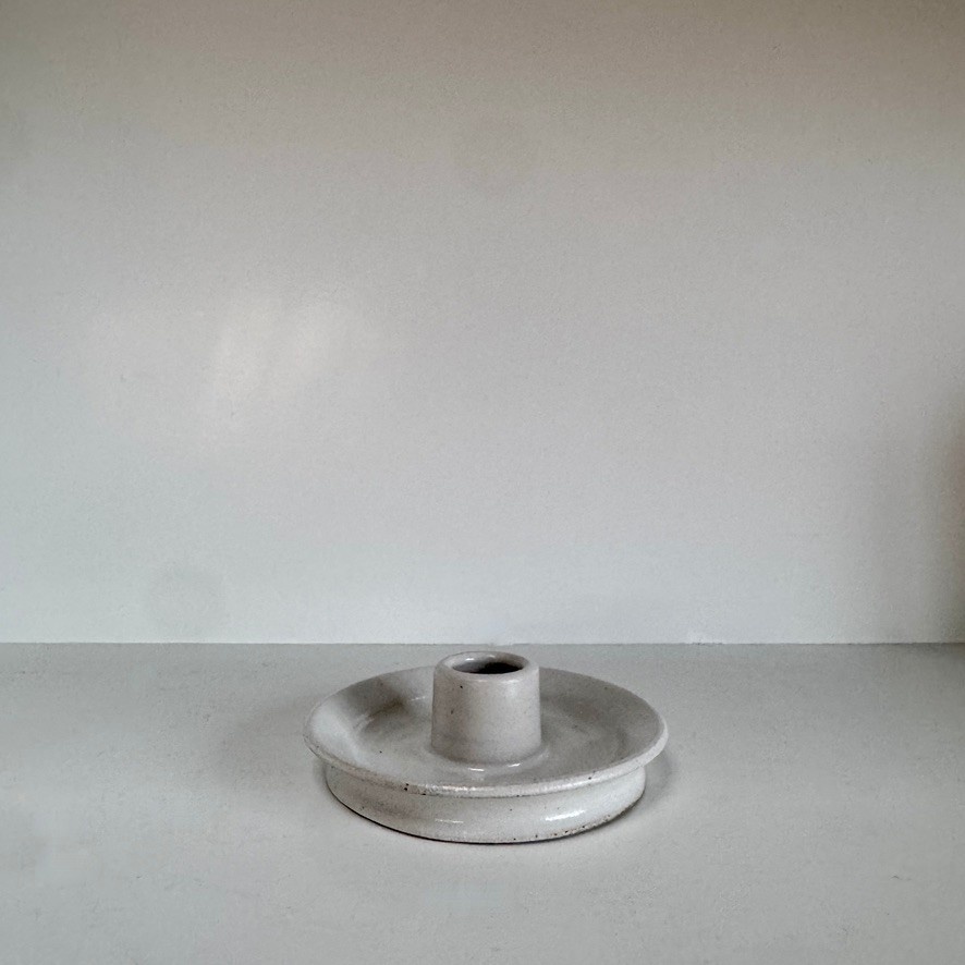 Bad Dogs Studio Handmade Taper Candle Holder in Earthy Clay - Speckled White