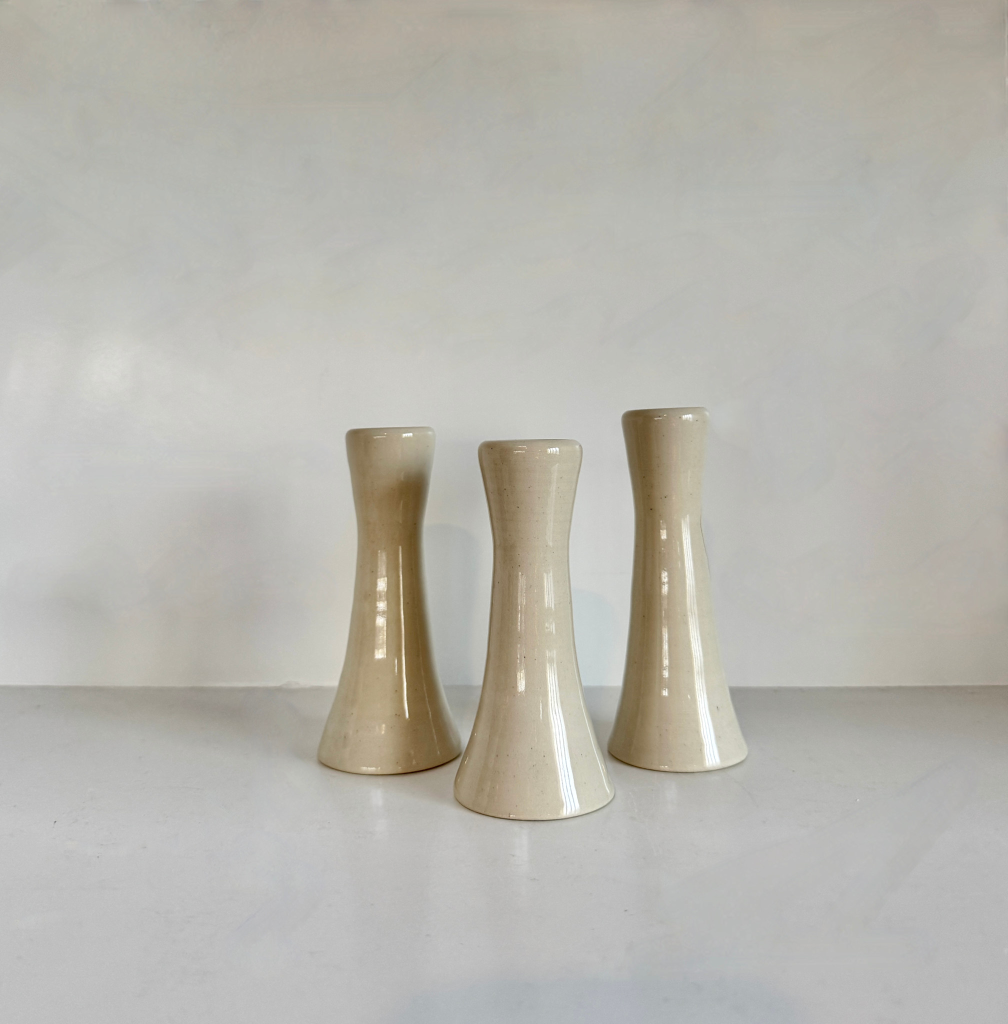 Bad Dogs Studio Sleek Modern Candlestick - Gloss Cream approx 4-5"