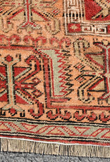 VINTAGE RUGS Vintage Turkish Wool Vibrant Red and Gold Tree of Life Rug - 4.3 x 7.1