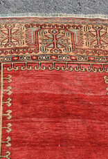 VINTAGE RUGS Vintage Turkish Wool Vibrant Red and Gold Tree of Life Rug - 4.3 x 7.1