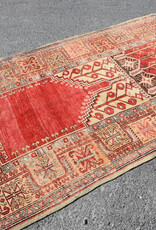 VINTAGE RUGS Vintage Turkish Wool Vibrant Red and Gold Tree of Life Rug - 4.3 x 7.1