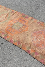 VINTAGE RUGS Vintage Bohemian Orange-Green Geometric Runner Rug - 2.6 x 8.8