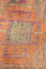 VINTAGE RUGS Vintage Bohemian Orange-Green Geometric Runner Rug - 2.6 x 8.8