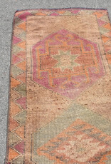 VINTAGE RUGS Vintage Bohemian Orange-Green Geometric Runner Rug - 2.6 x 8.8