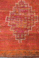 VINTAGE RUGS Vintage Red, Pink & Orange Geometric Oushak Runner Rug - 3 x 9.2