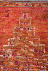 VINTAGE RUGS Vintage Red, Pink & Orange Geometric Oushak Runner Rug - 3 x 9.2