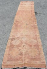 VINTAGE RUGS Vintage Faded Orange Geometric Handmade Runner Rug - 2.6 x 13.3