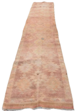 VINTAGE RUGS Vintage Faded Orange Geometric Handmade Runner Rug - 2.6 x 13.3