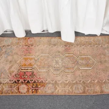 VINTAGE RUGS Vintage Brown & Beige Geometric Runner Rug - 1.8 x 3.9