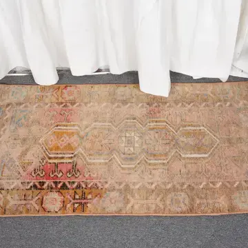 VINTAGE RUGS Vintage Brown & Beige Geometric Runner Rug - 1.8 x 3.9