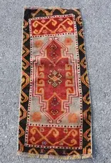 VINTAGE RUGS Vintage Turkish Red Kilim Patchwork Small Throw Rug - 1.3 x 3.1