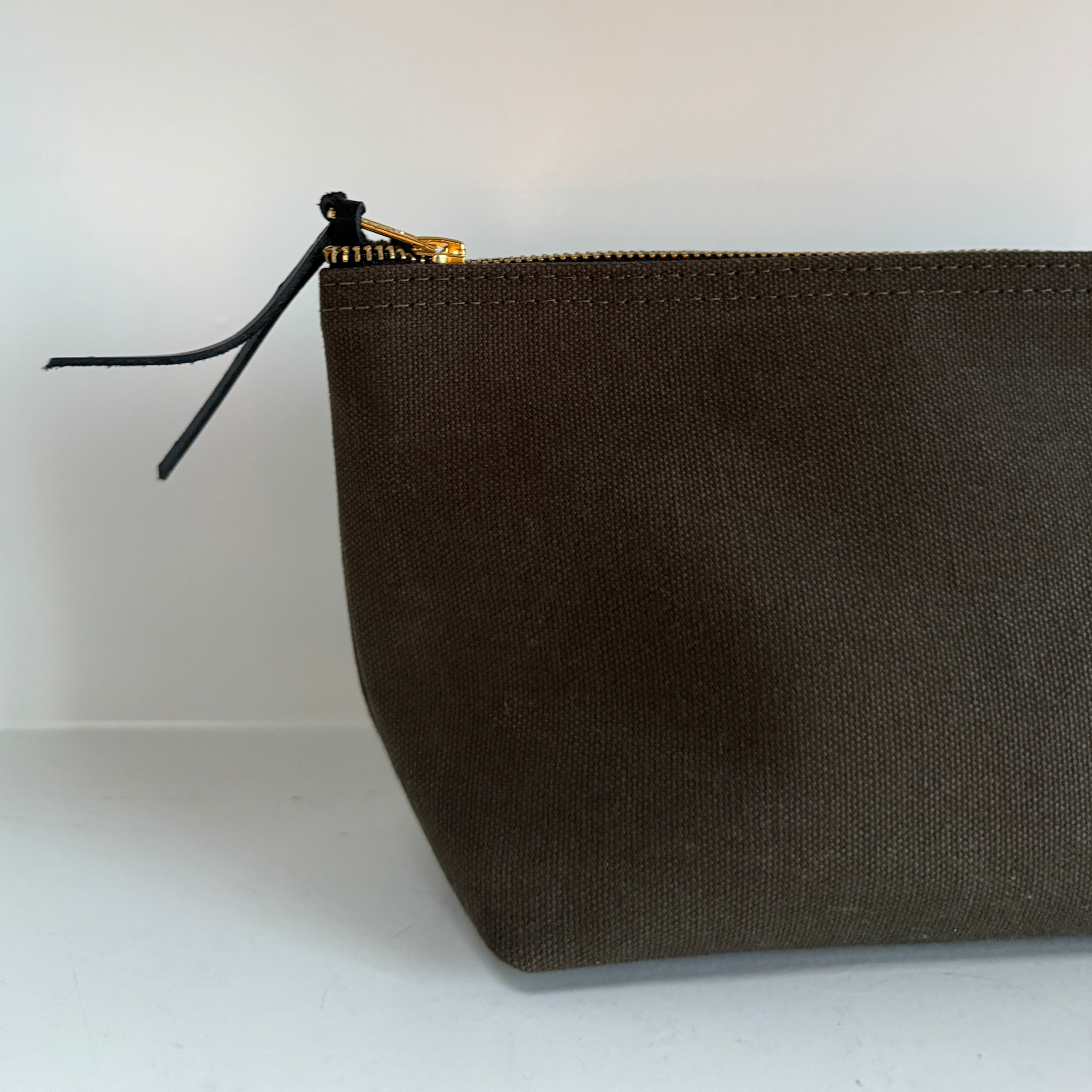 Cotton Canvas Olive Green Pouch