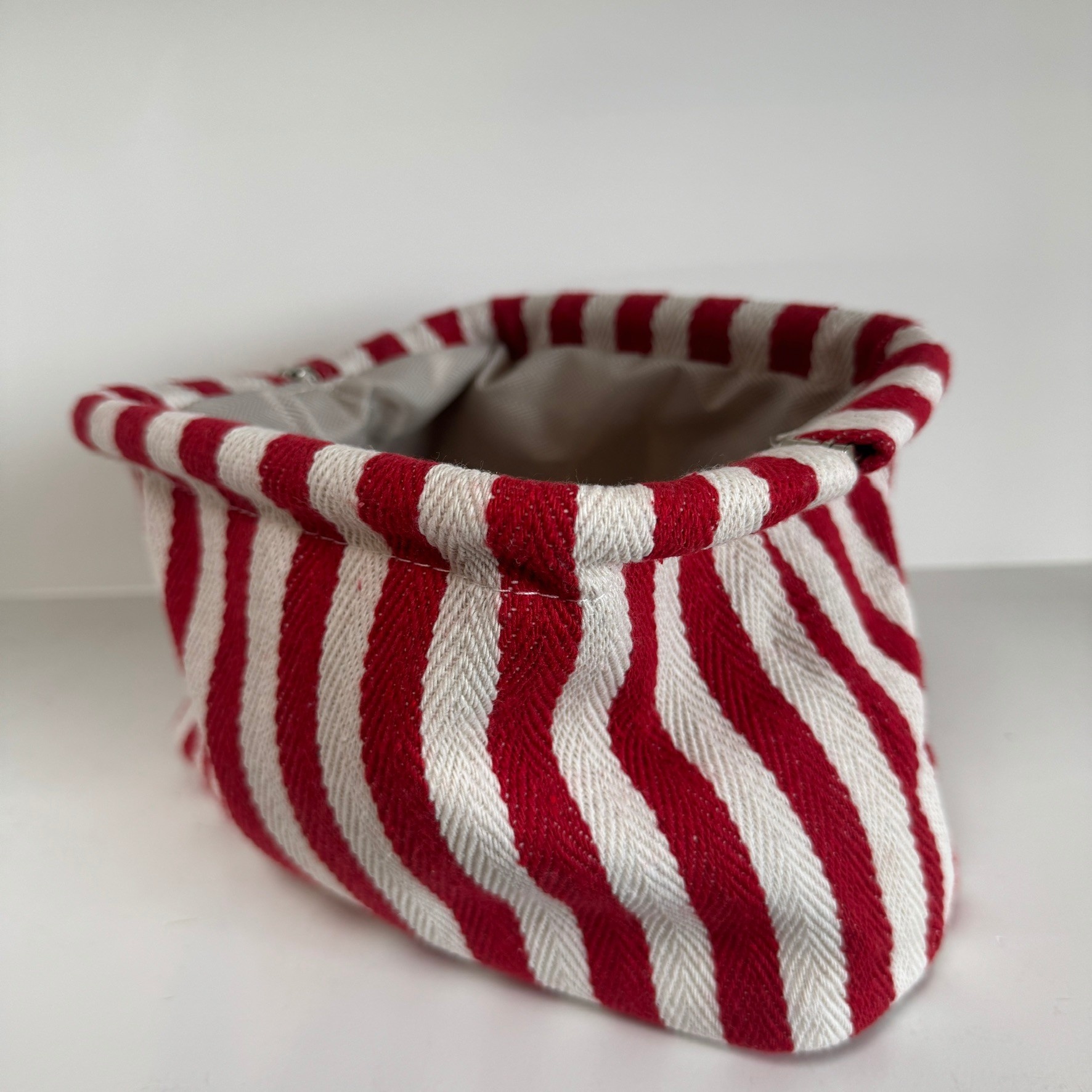 Cute Cotton Striped Pouch Red + White
