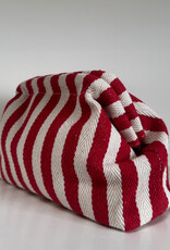 Cute Cotton Striped Pouch Red + White