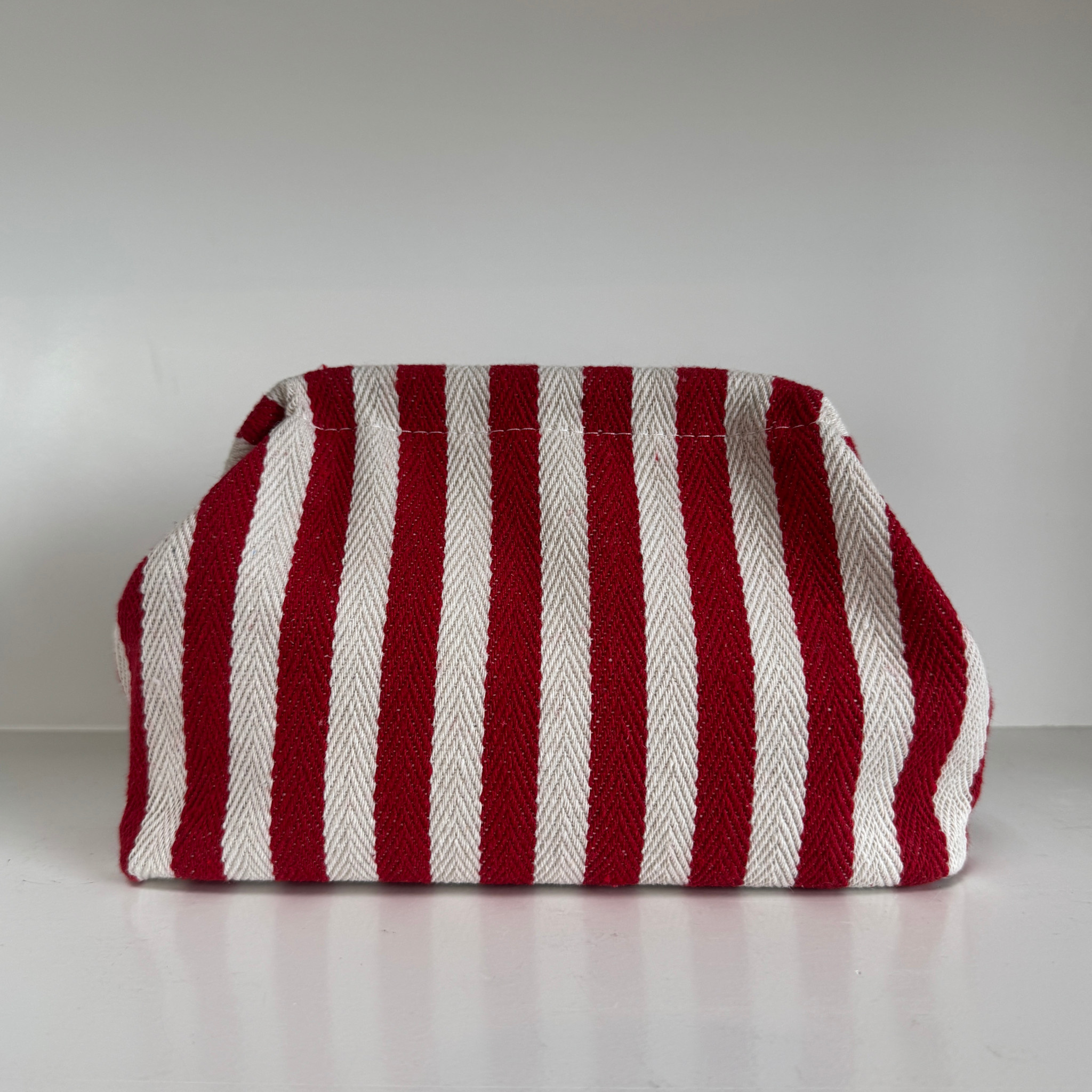 Cute Cotton Striped Pouch Red + White