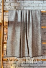 Wool Herringbone Fringe Throw - Cocoa Brown 79" x 55"