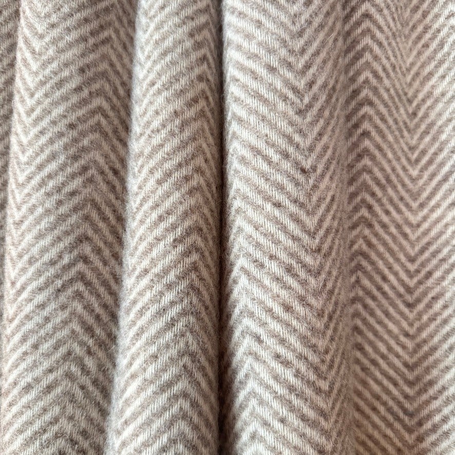 Wool Herringbone Fringe Throw - Cocoa Brown 79" x 55"