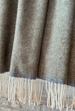 Merino and Cashmere Throw Blanket - Olive Green 79x55"