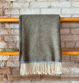 Merino and Cashmere Throw Blanket - Olive Green 79x55"