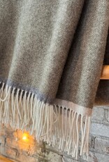 Merino and Cashmere Throw Blanket - Olive Green 79x55"