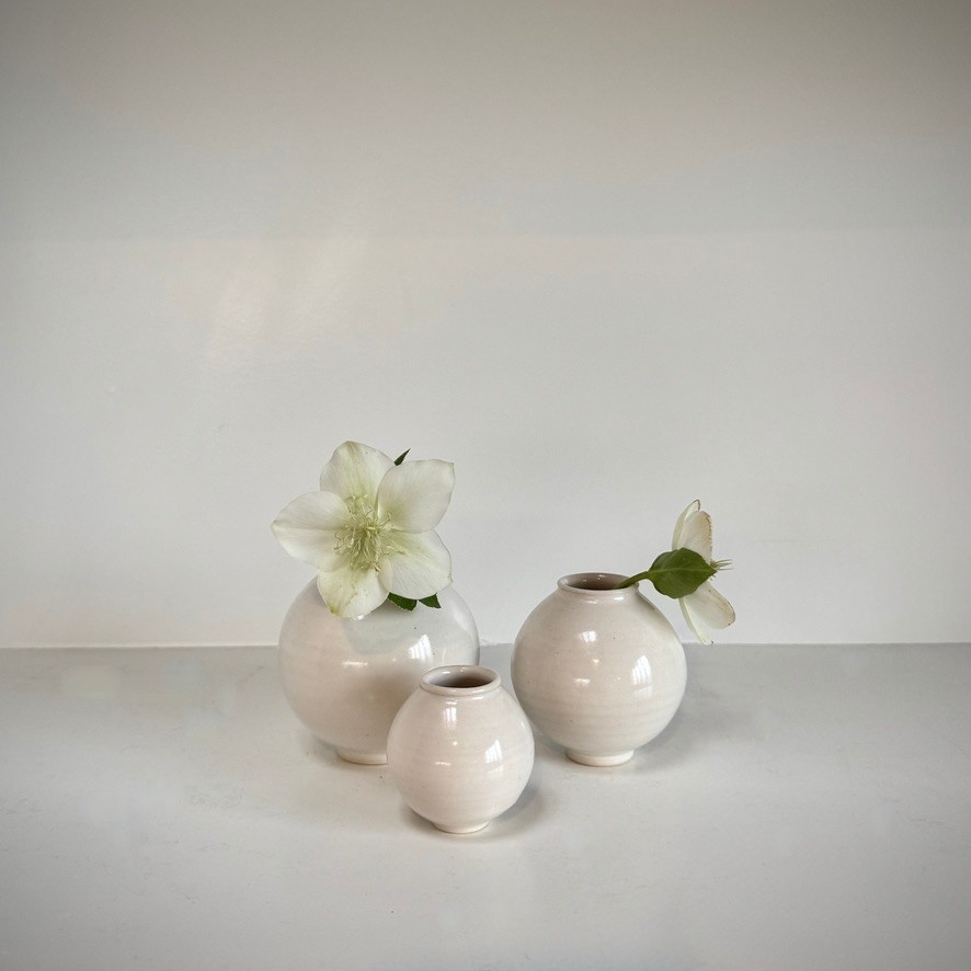 Trio of Jay Mini Moon Jar Ceramic Vases 6cm 7cm 8cm