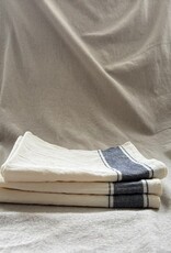 Linen/Cotton Grey Border Stripe Tea Towel -18x28"